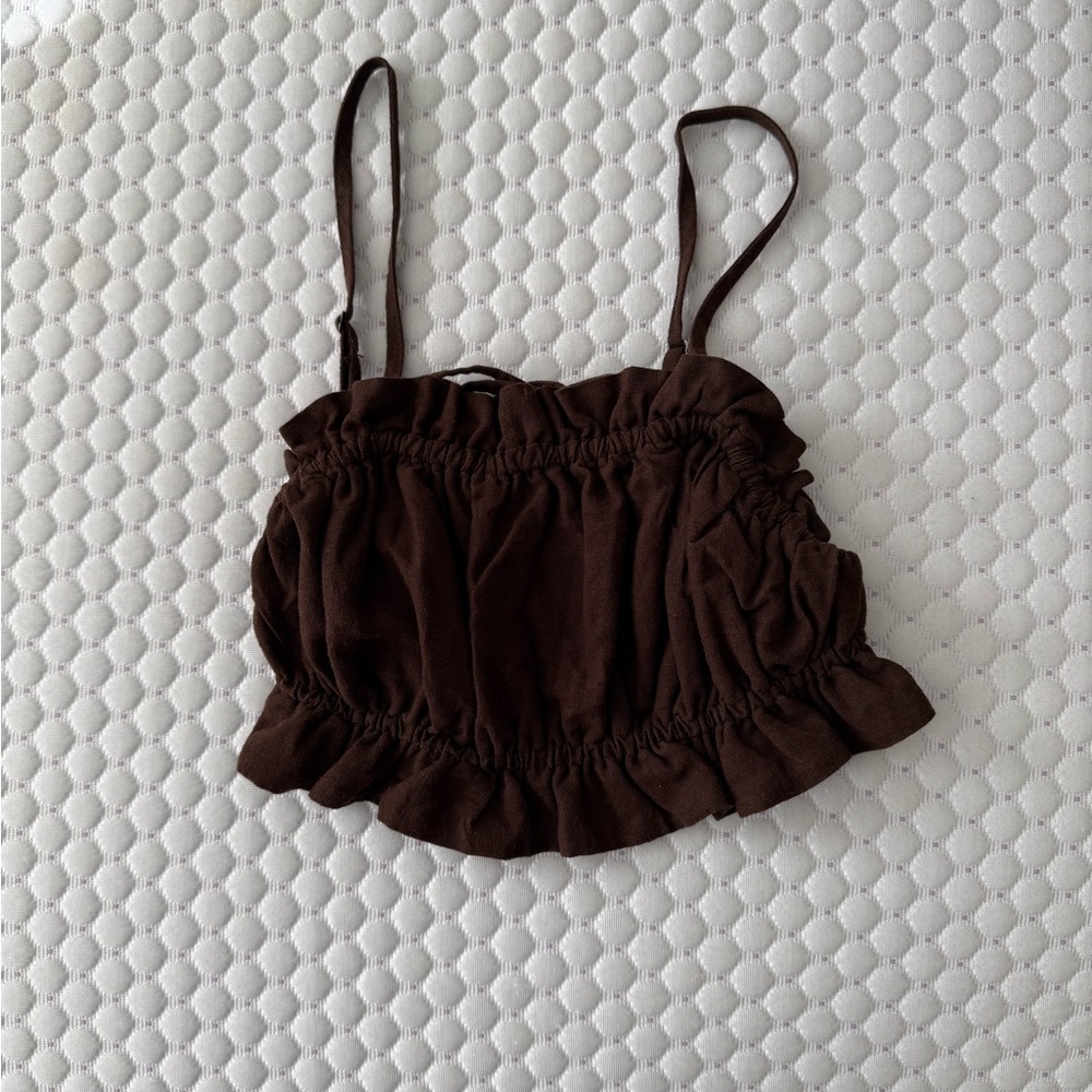 Wild Fable Brown Ruffled Tank Top